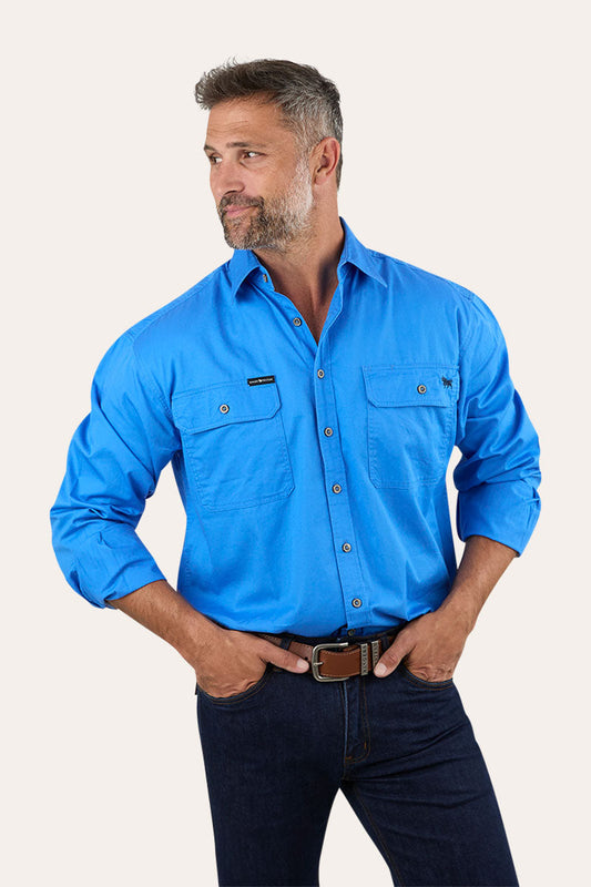 Ringers Western King River Full Button Work Shirt Blue - 171110001 | Blue Heeler Boots