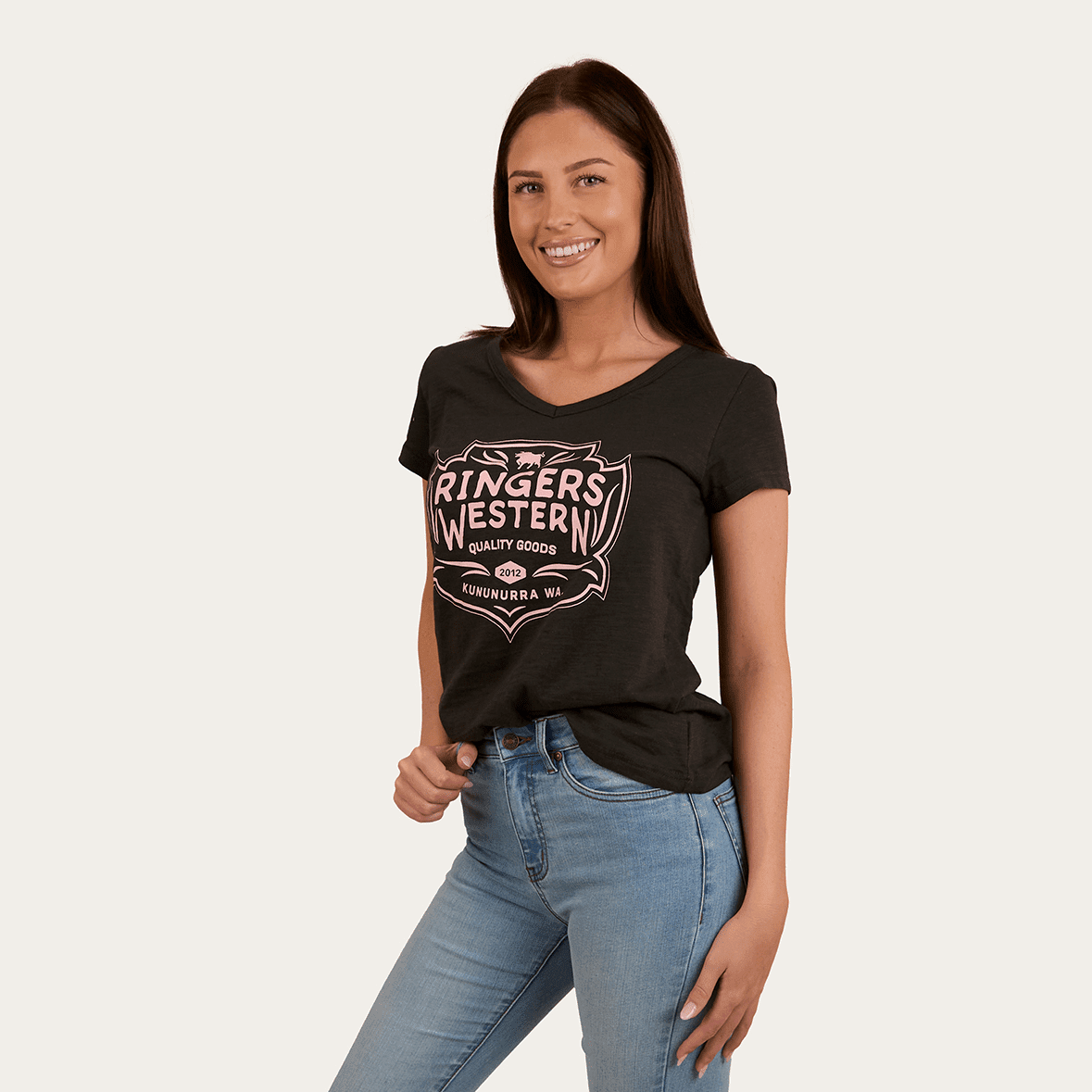 Ringers & Western Quality Goods Womens V Neck T Shirt - 224067RW | Blue Heeler Boots