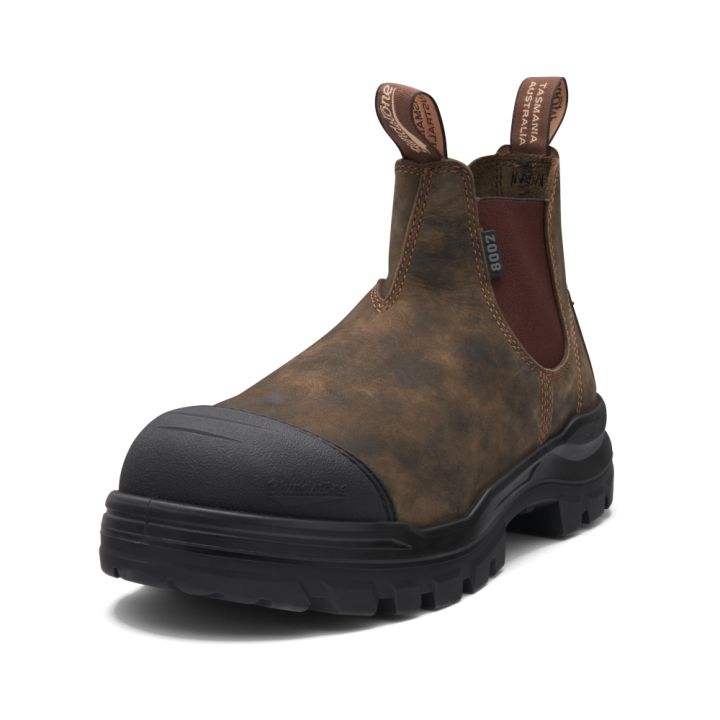 Blundstone RotoFlex Rustic Brown Water-Resistant Nubuck Elastic Side Safety Boot 8002 | Blue Heeler Boots