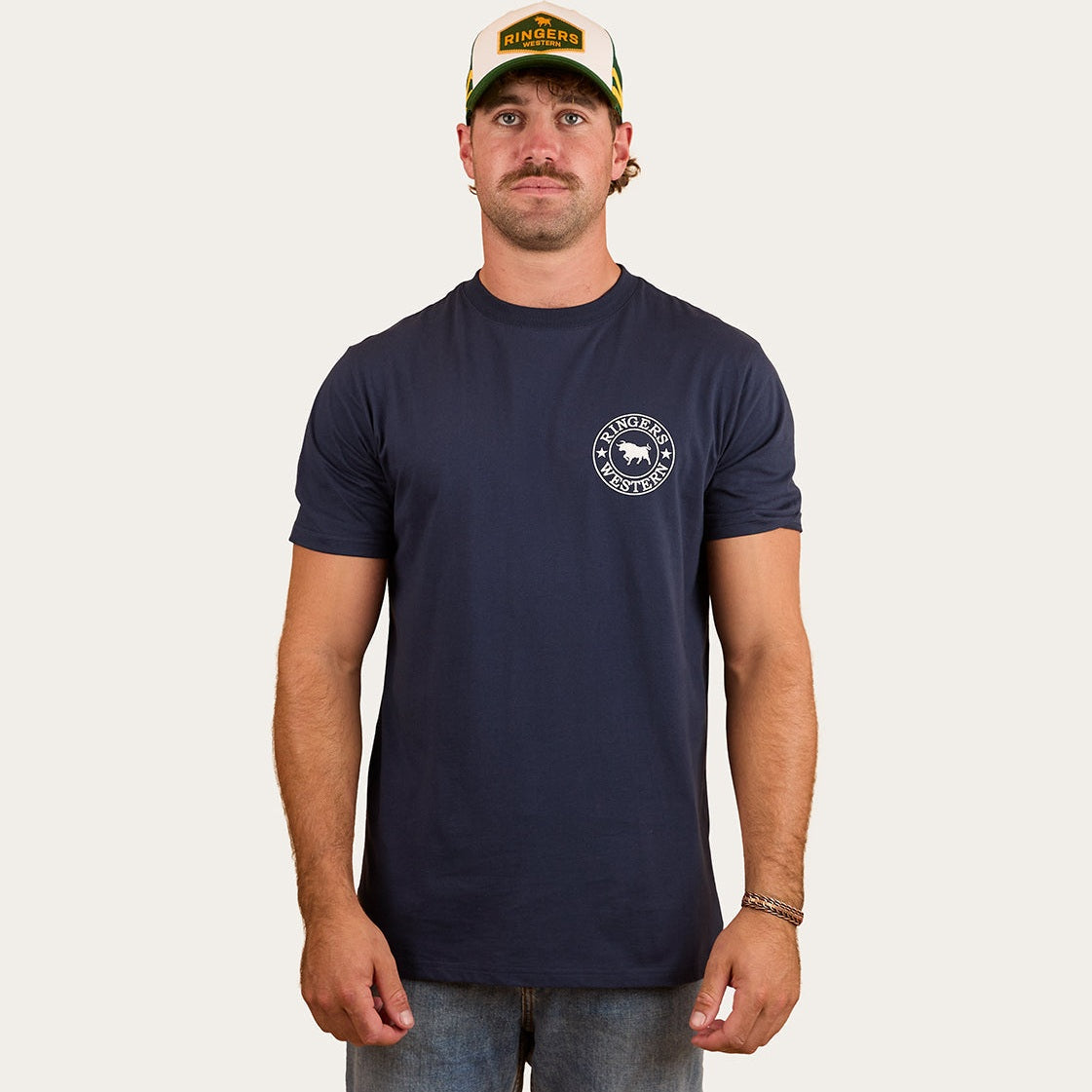 Ringers & Western Signature Bull Mens Classic T - Navy/White - 120004RW | Blue Heeler Boots