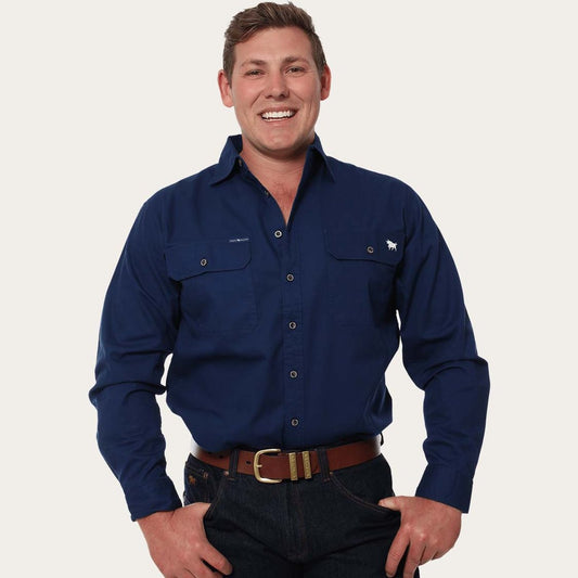Ringers Western King River Full Button Work Shirt Navy - 171110001 | Blue Heeler Boots