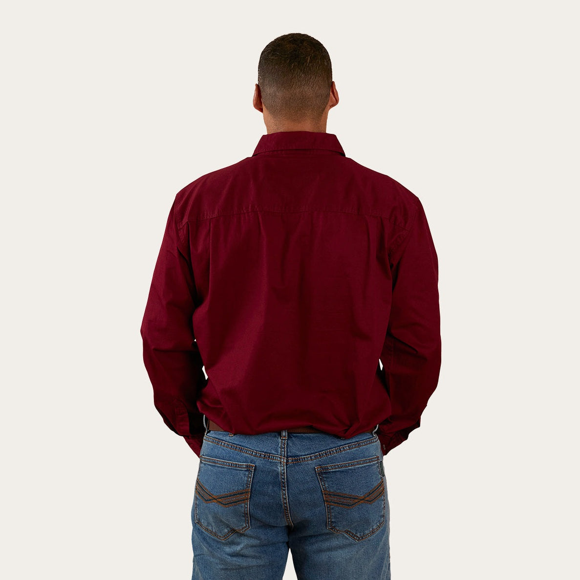 Ringers Western King River Mens Half Button Work Shirt Burgundy - 171110002 | Blue Heeler Boots