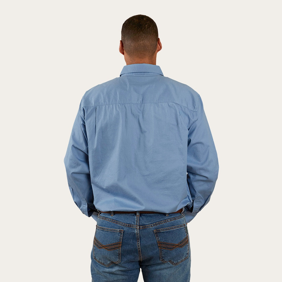 Ringers Western King River Mens Half Button Work Shirt Denim Blue - 171110002 | Blue Heeler Boots