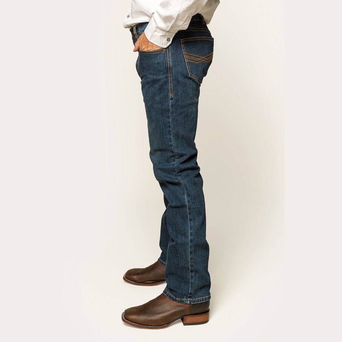 Ringers & Western Muster Mens Slim Straight Fit Mid Rise Jeans | Blue Heeler Boots