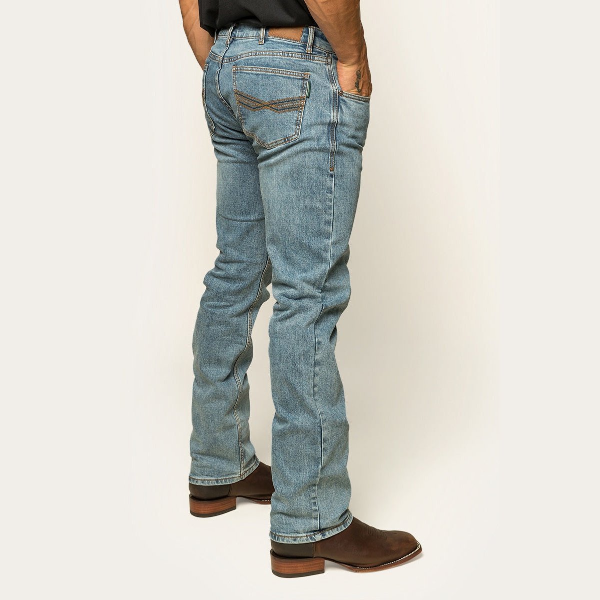 Ringers & Western Muster Mens Slim Straight Fit Mid Rise Jeans | Blue Heeler Boots