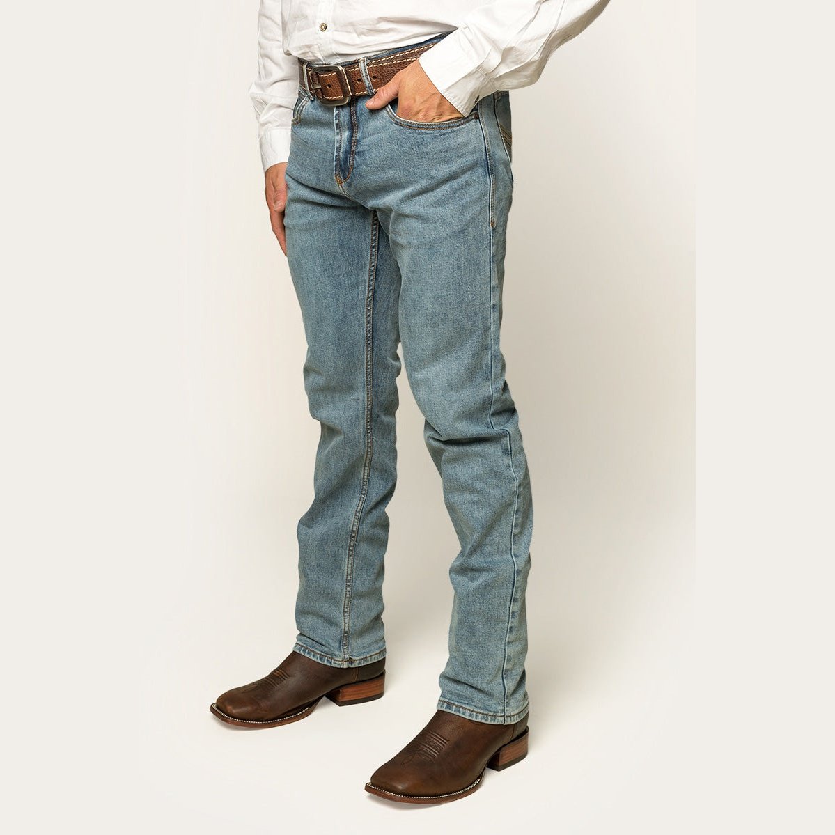 Ringers & Western Muster Mens Slim Straight Fit Mid Rise Jeans | Blue Heeler Boots