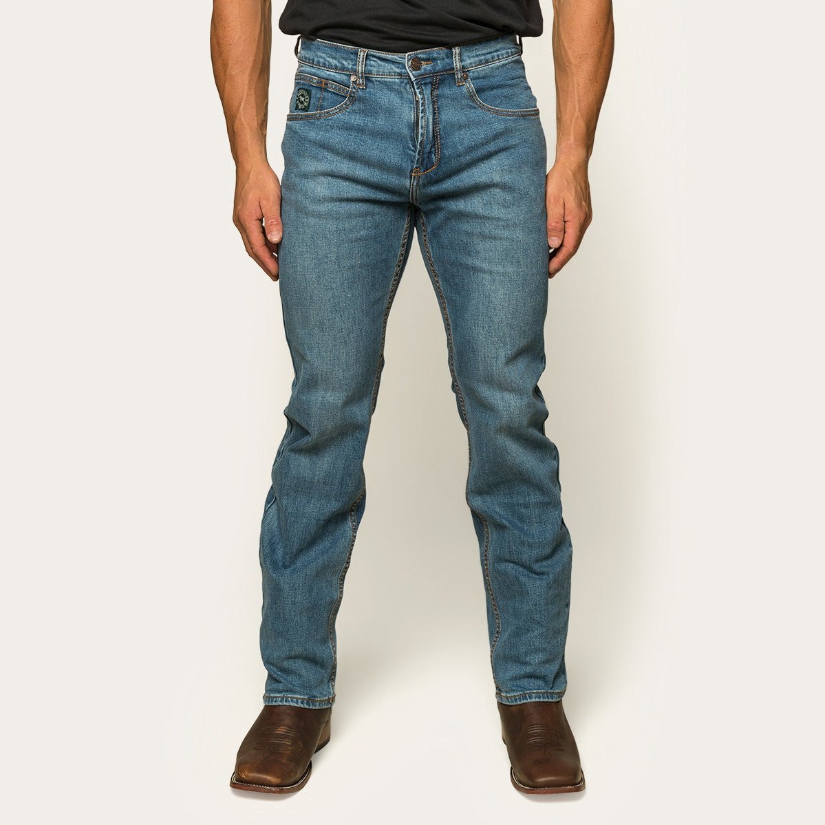 Ringers & Western Muster Mens Slim Straight Fit Mid Rise Jeans | Blue Heeler Boots