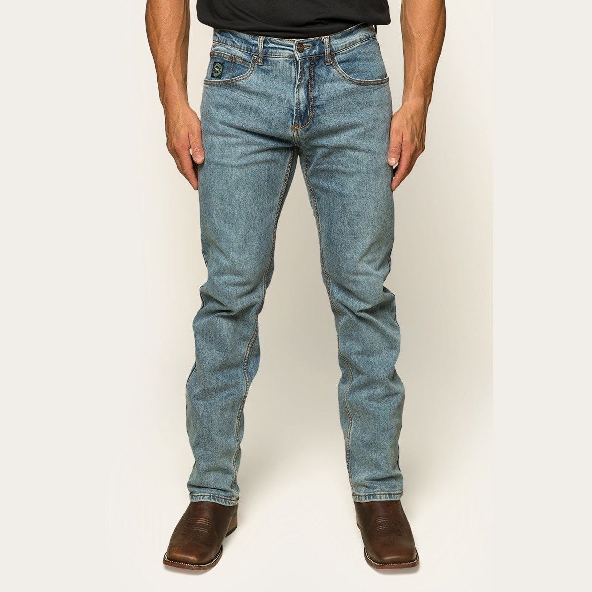 Ringers & Western Muster Mens Slim Straight Fit Mid Rise Jeans | Blue Heeler Boots