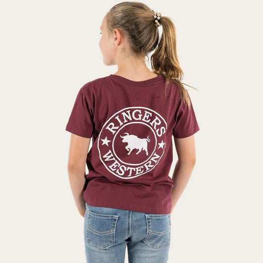 Ringers & Western Signature Bull Kids Classic T Burgundy/White - 320004RW | Blue Heeler Boots