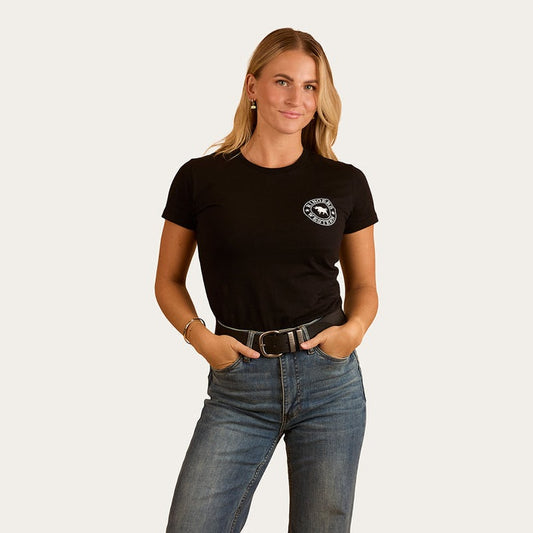 Ringers & Western Signature Bull Womens Classic Fit T Black/White - 220016RW | Blue Heeler Boots