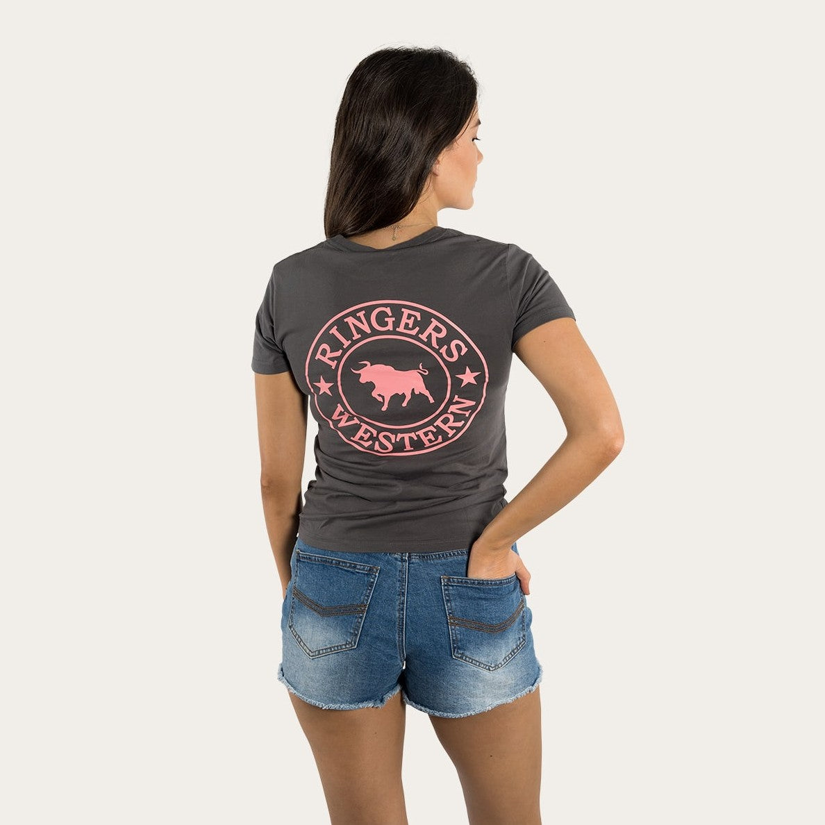 Ringers & Western Signature Bull Womens Classic Fit T Vintage Black/Strawberry - 220016RW | Blue Heeler Boots