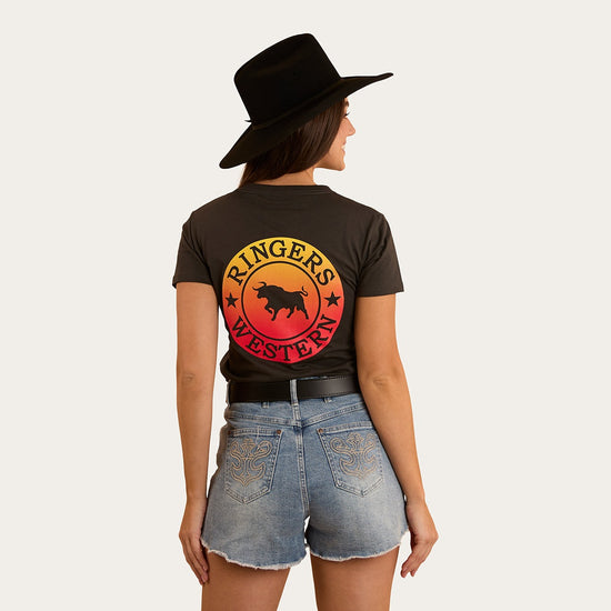 Ringers & Western Signature Bull Womens Classic Fit T Charcoal Fade - 220016RW | Blue Heeler Boots