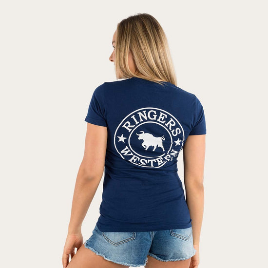 Ringers & Western Signature Bull Womens Classic Fit T Navy/White - 220016RW | Blue Heeler Boots