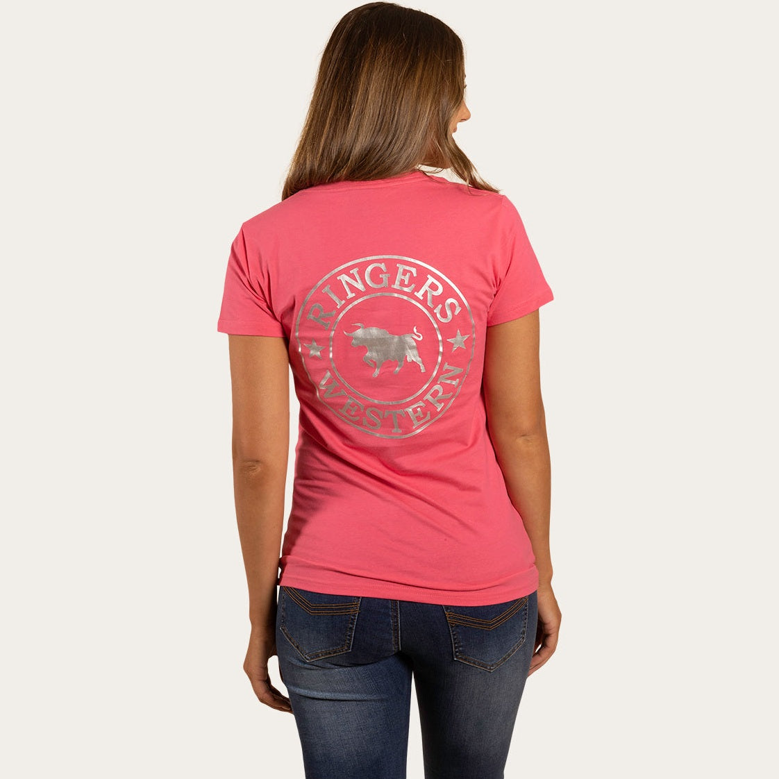 Ringers & Western Signature Bull Womens Classic Fit T Melon/Silver - 220016RW | Blue Heeler Boots