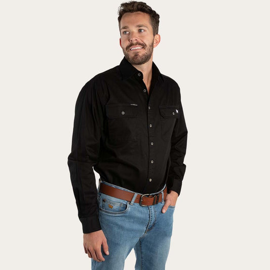 Ringers Western King River Full Button Work Shirt Black - 171110001 | Blue Heeler Boots