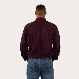 Ringers Western King River Mens Half Button Work Shirt Aubergine - 171110002 | Blue Heeler Boots