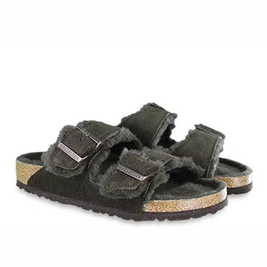 Birkenstock Arizona Shearling Mocca Suede Leather/Shearling Regular - 1020566 | Blue Heeler Boots