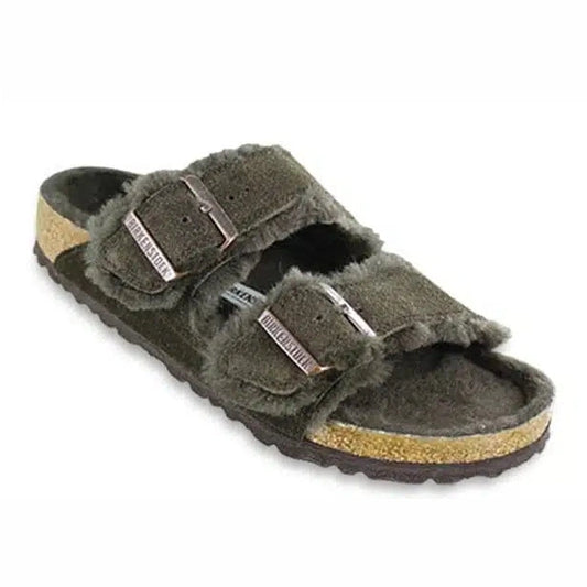 Birkenstock Arizona Shearling Mocca Suede Leather/Shearling Regular - 1020566 | Blue Heeler Boots