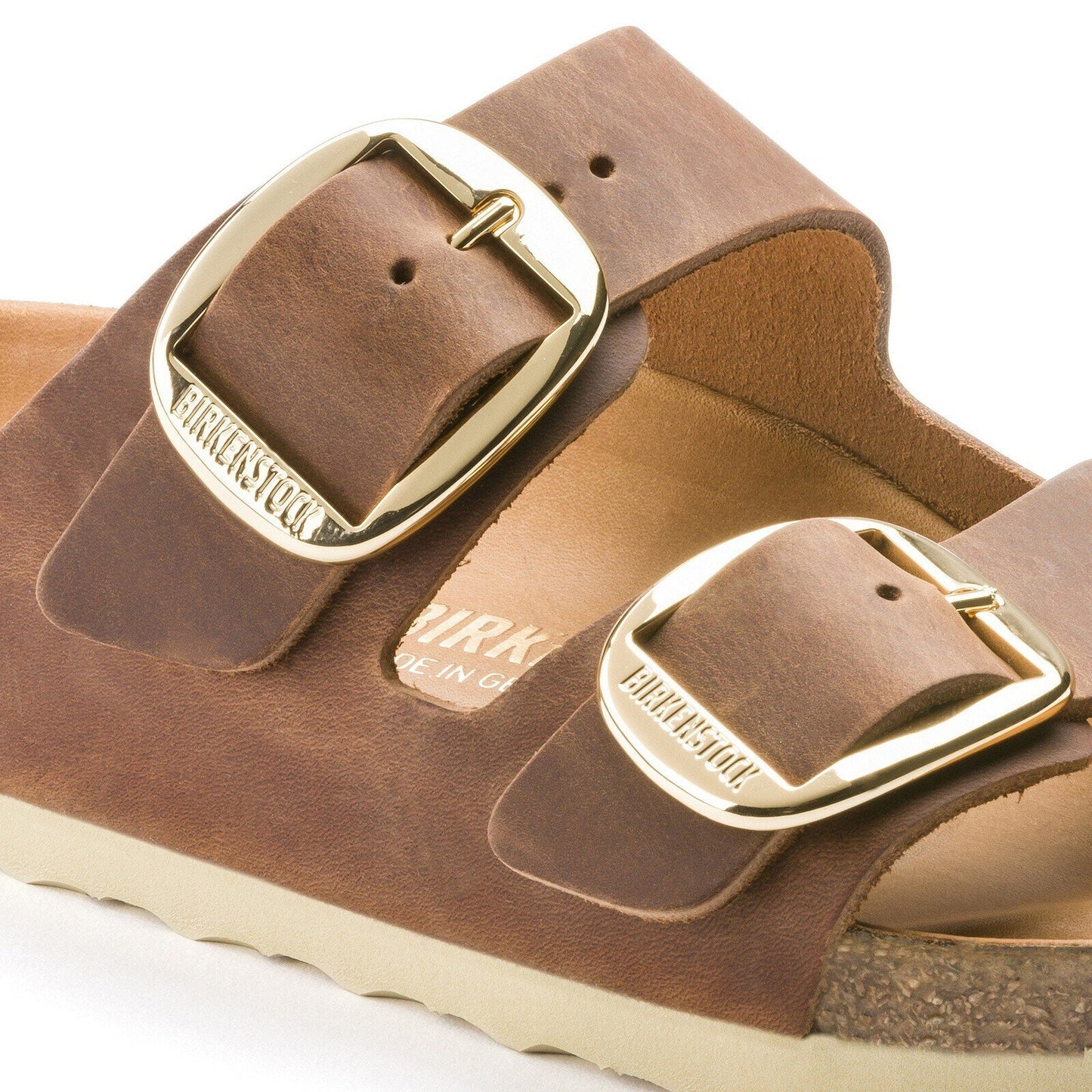 Birkenstock Arizona Big Buckle Cognac Oiled Leather - buckle detail