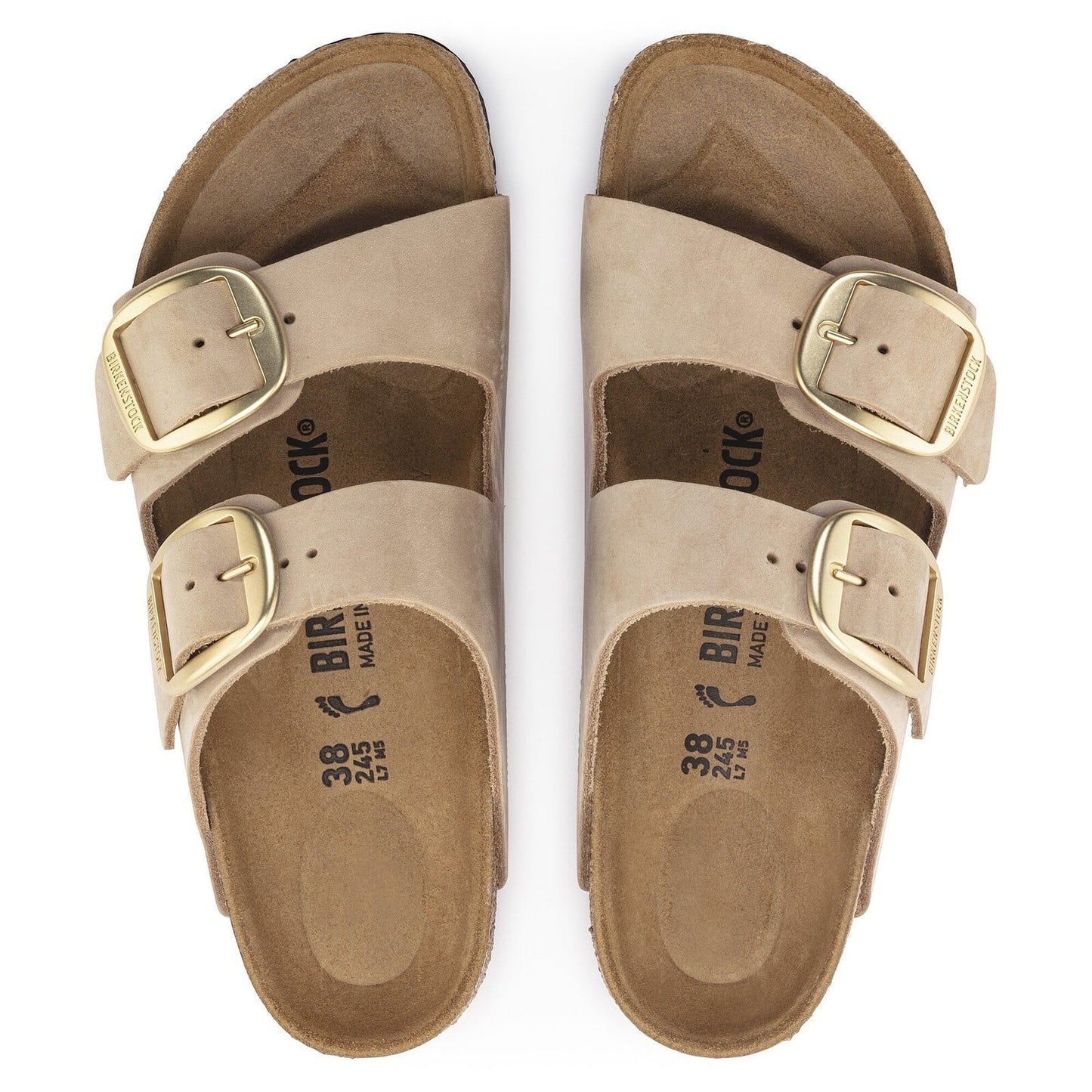 Birkenstock Arizona Big Buckle Sandcastle Nubuck Leather - top view
