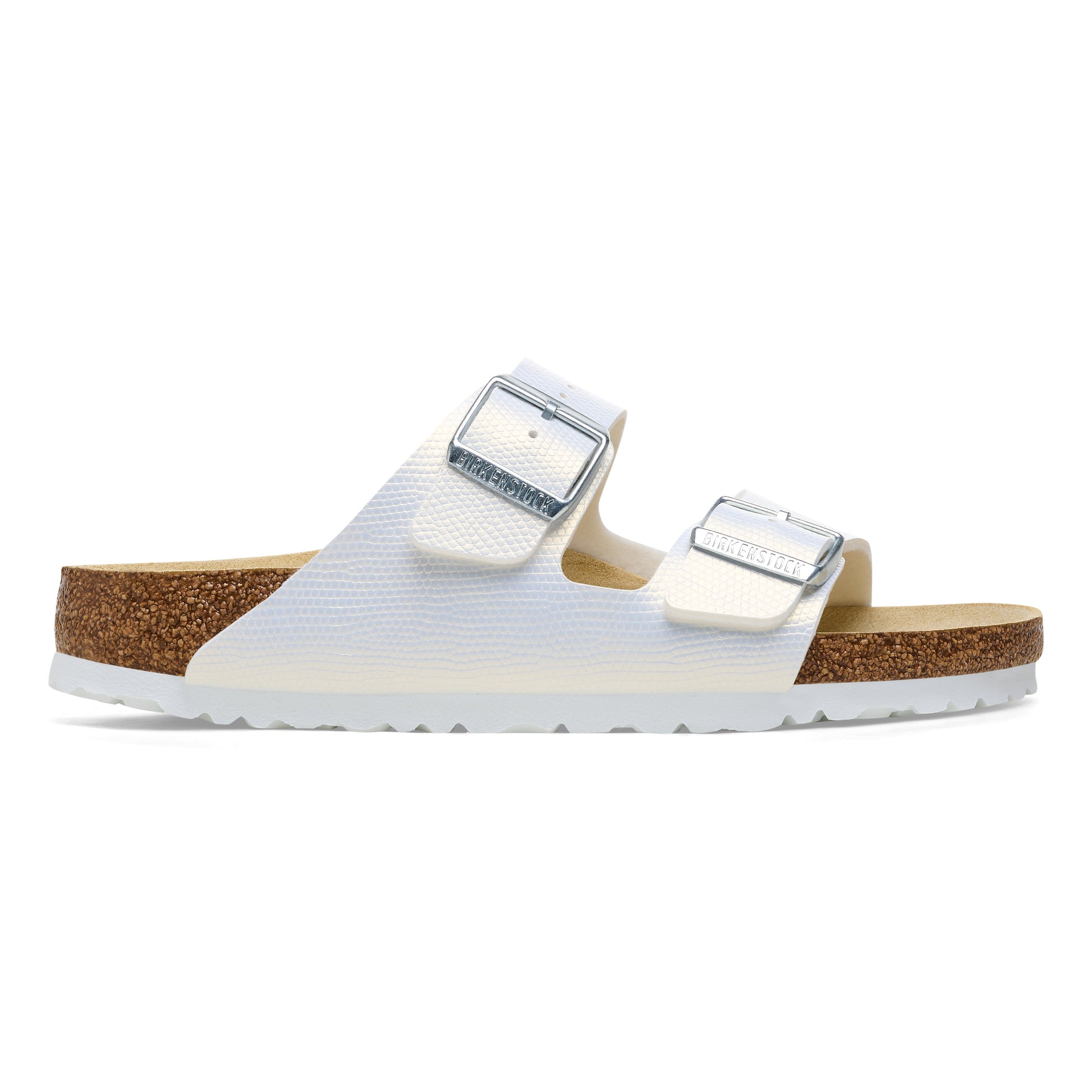 Birkenstock Arizona Shiny Embossed White Embossed Birko-Flor Regular - 1026463 | Blue Heeler Boots