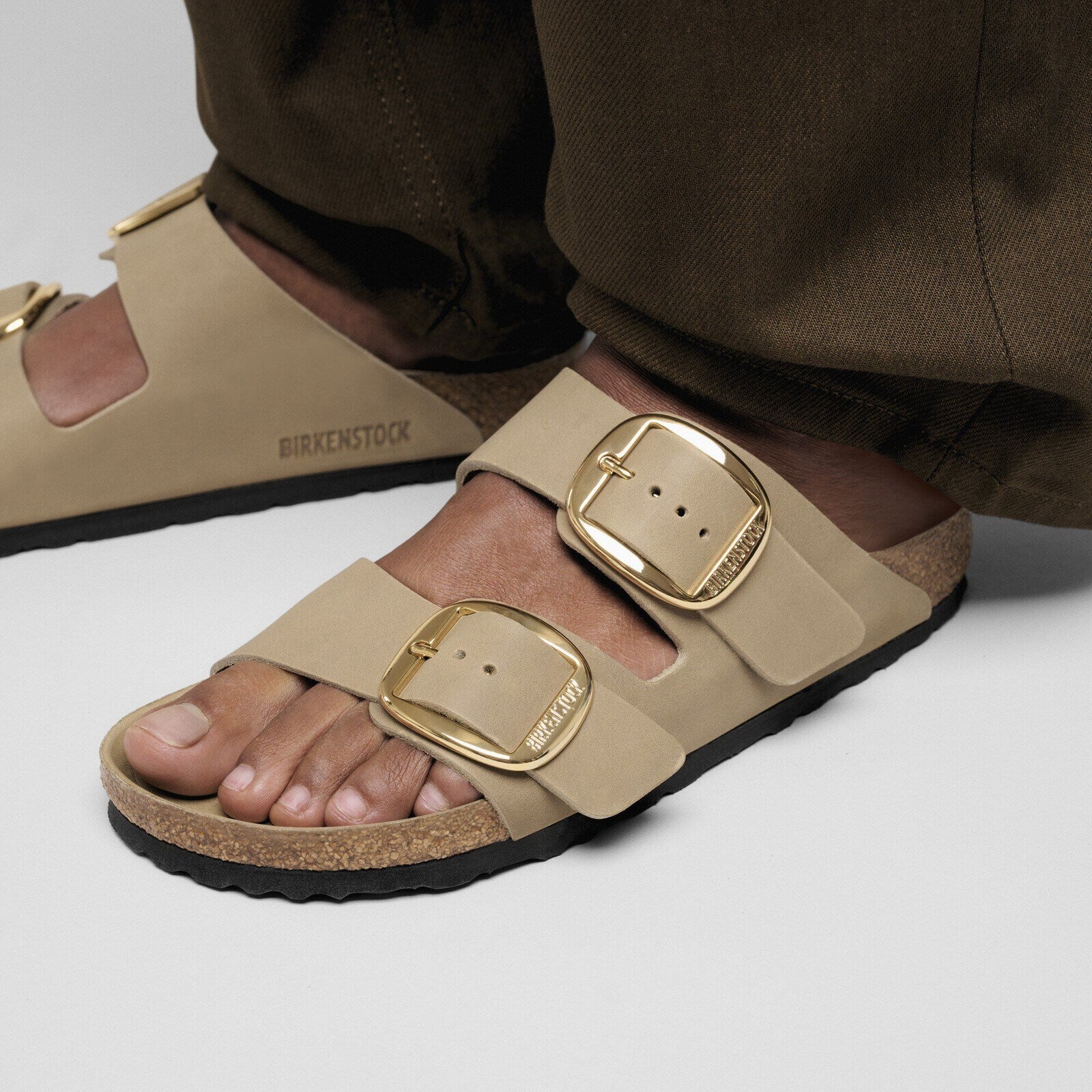 Birkenstock Arizona Big Buckle Tobacco Brown Oiled Leather - lifestyle closeup on foot