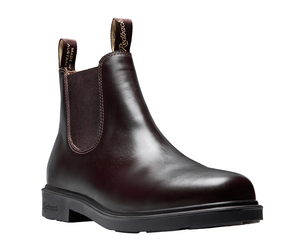 Redback Muster Elastic Sided Soft Toe Boot Mahogany Giovani - sole view
