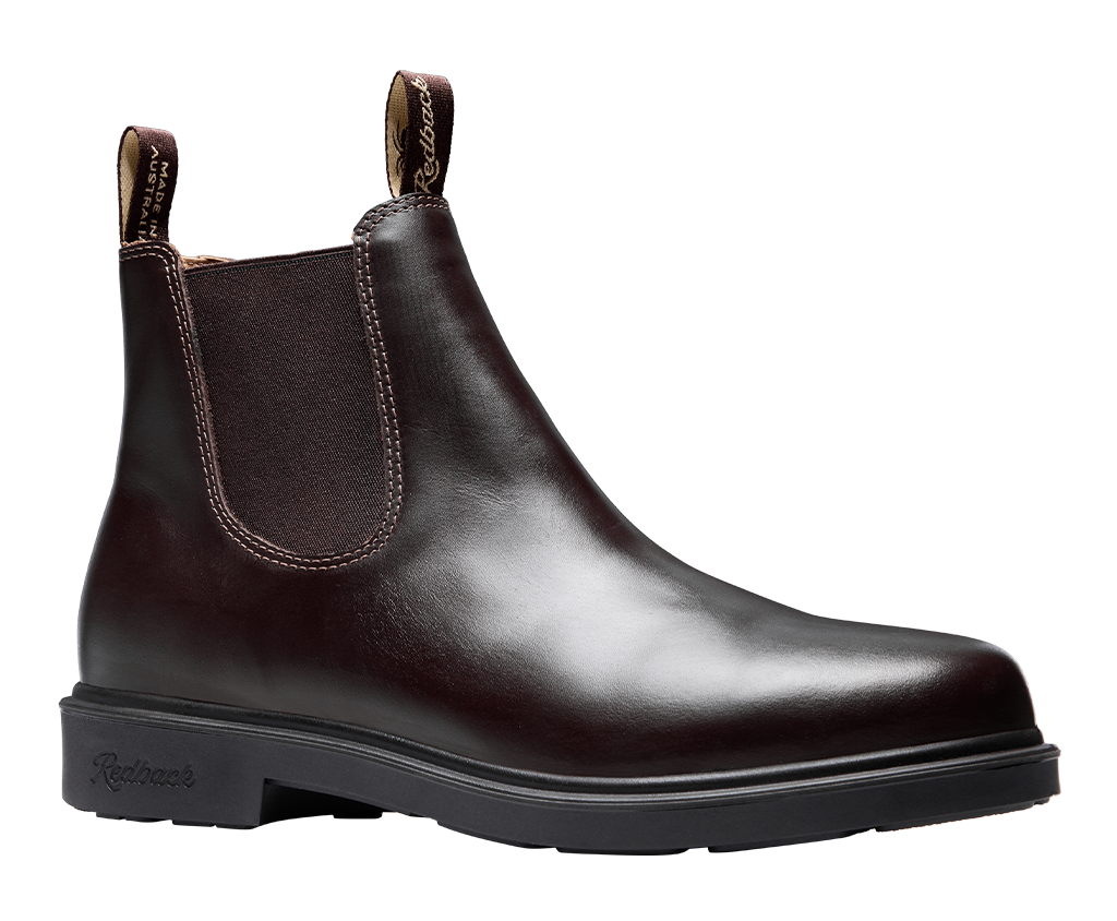 Redback Muster Elastic Sided Soft Toe Boot Mahogany Giovani - side view