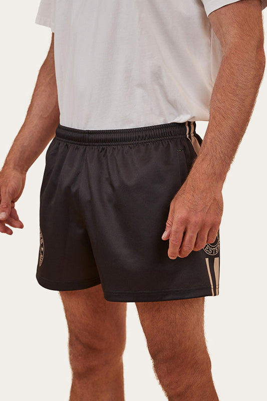 Ringers & Western Ringers Mens Footy Short - Black - 123049RW | Blue Heeler Boots