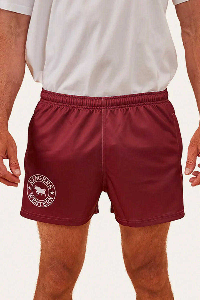 Ringers & Western Ringers Mens Footy Short - Burgundy - 123049RW | Blue Heeler Boots