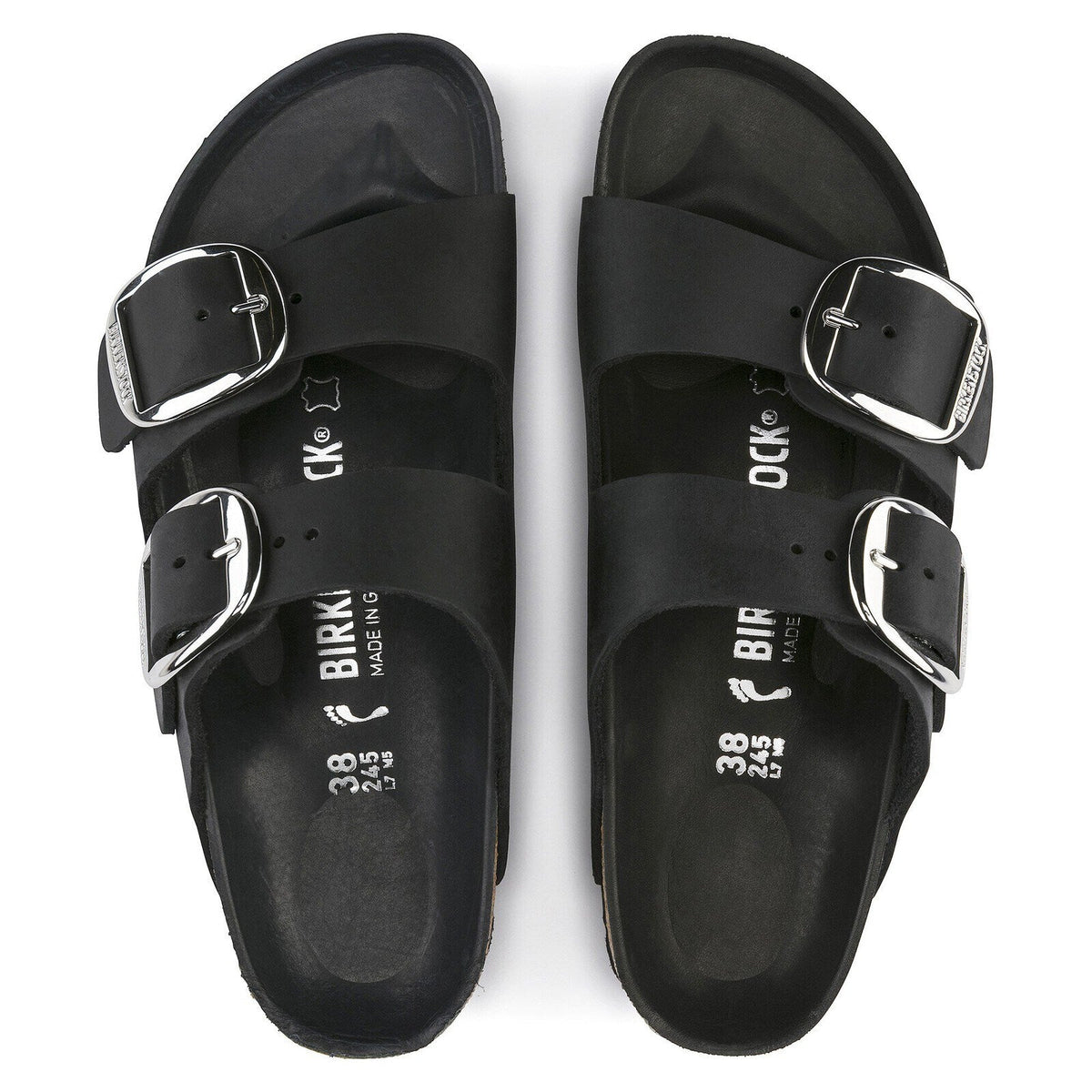 Birkenstock Arizona Big Buckle Black Oiled Leather - top view