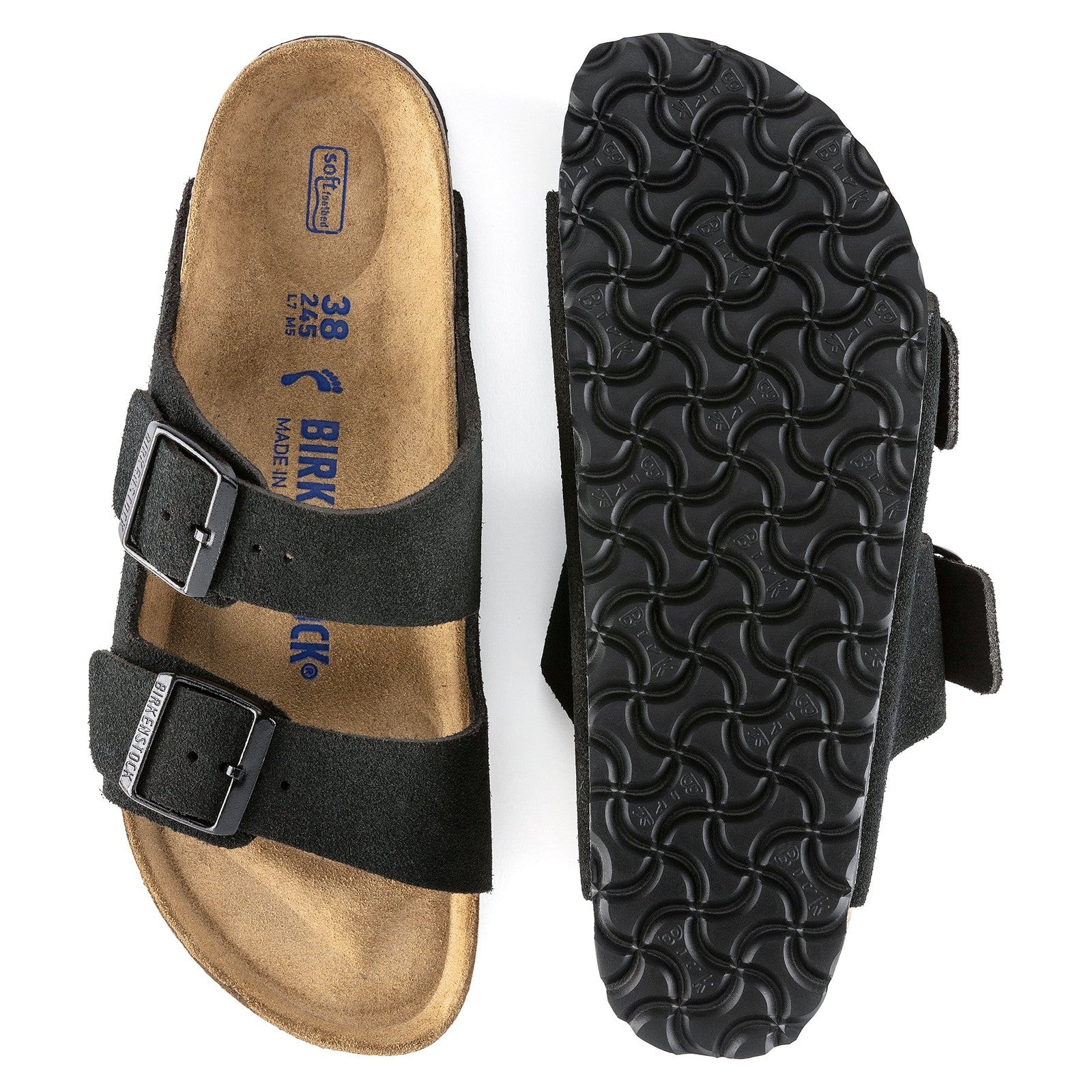 Birkenstock Arizona SFB Black Suede Leather Regular - 951321 | Blue Heeler Boots