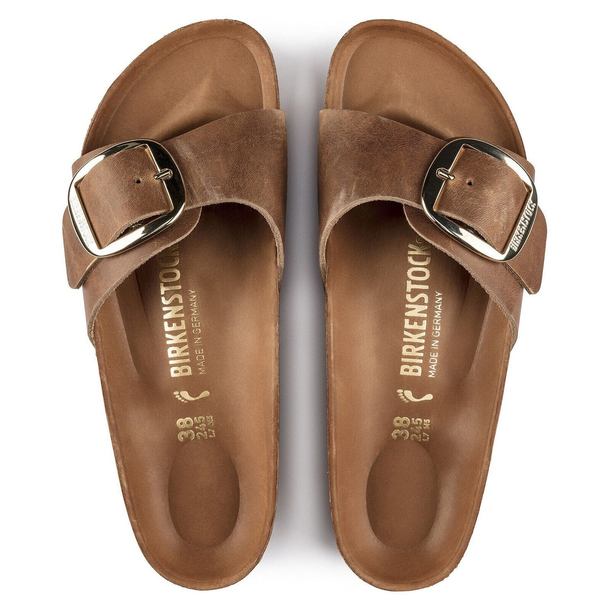 Birkenstock Madrid Big Buckle Cognac Oiled Leather - top view