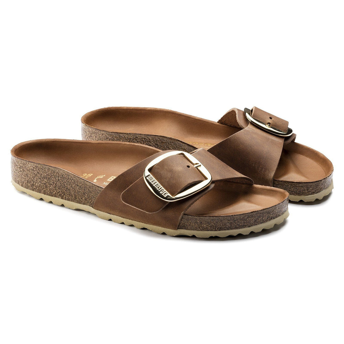 Birkenstock Madrid Big Buckle Cognac Oiled Leather - pair