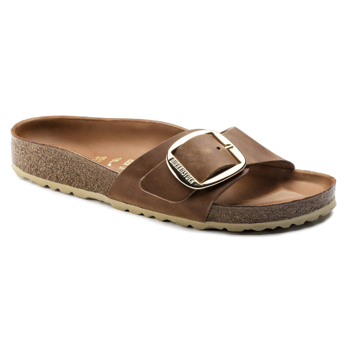 Birkenstock Madrid Big Buckle Cognac Oiled Leather - front view