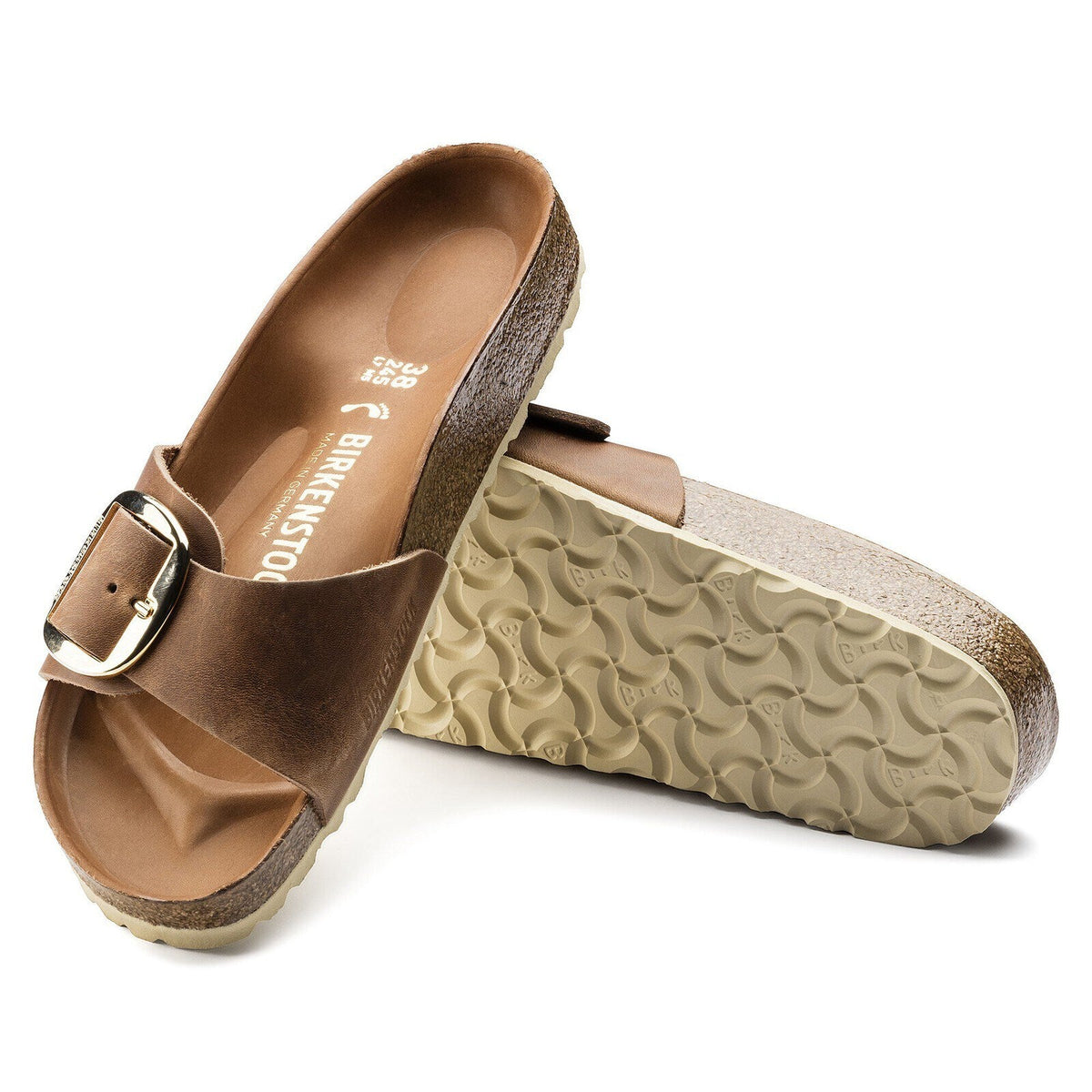 Birkenstock Madrid Big Buckle Cognac Oiled Leather - sole detail