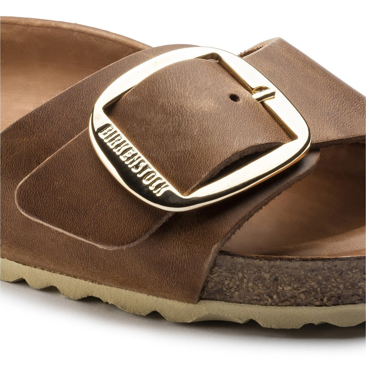Birkenstock Madrid Big Buckle Cognac Oiled Leather - buckle detail