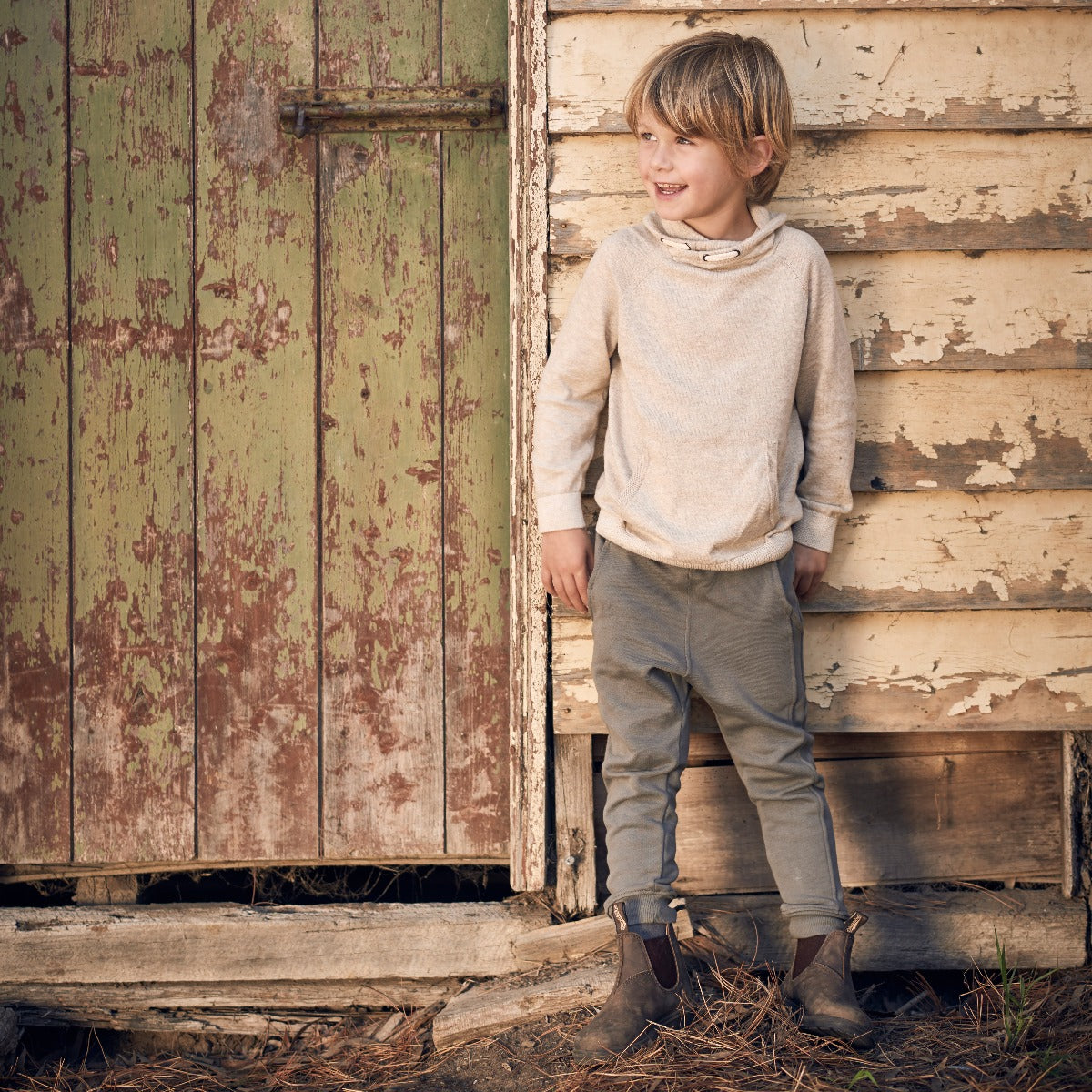 Blundstone Kids Rustic Brown Chelsea Elastic Side Boot 565 Blue