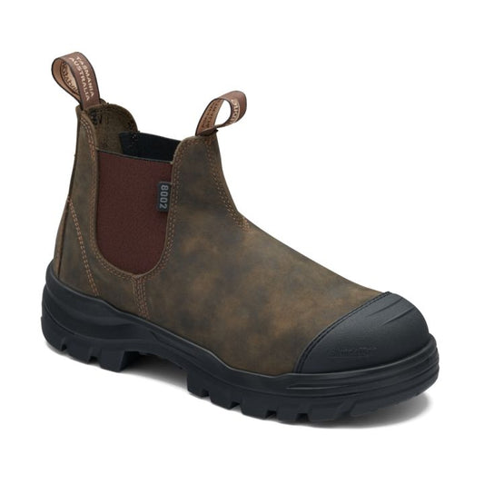 Blundstone RotoFlex Rustic Brown Water-Resistant Nubuck Elastic Side Safety Boot 8002 | Blue Heeler Boots
