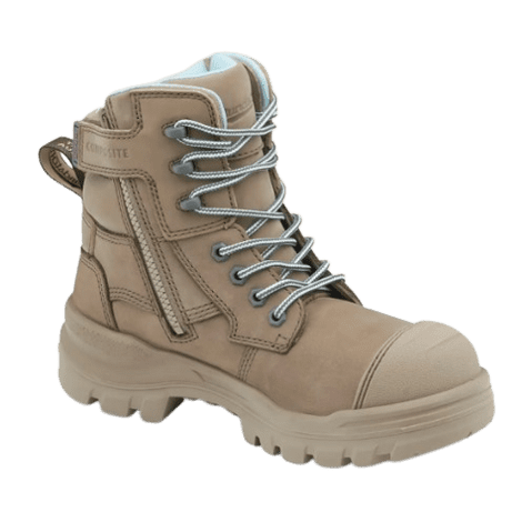 Blundstone RotoFlex Stone Water-Resistant Nubuck Zip Side Women's Safety Boot - 8863 | Blue Heeler Boots