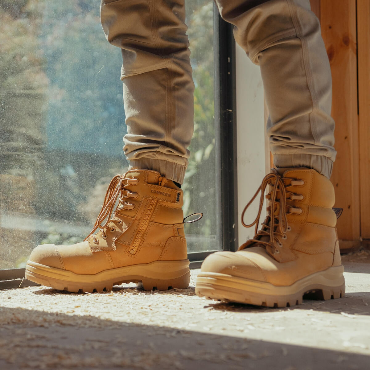 Blundstone RotoFlex Wheat Water Resistant Nubuck Zip Side Safety Boot 8560