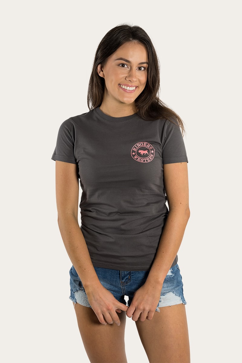 Ringers & Western Signature Bull Womens Classic Fit T Vintage Black/Strawberry - 220016RW | Blue Heeler Boots
