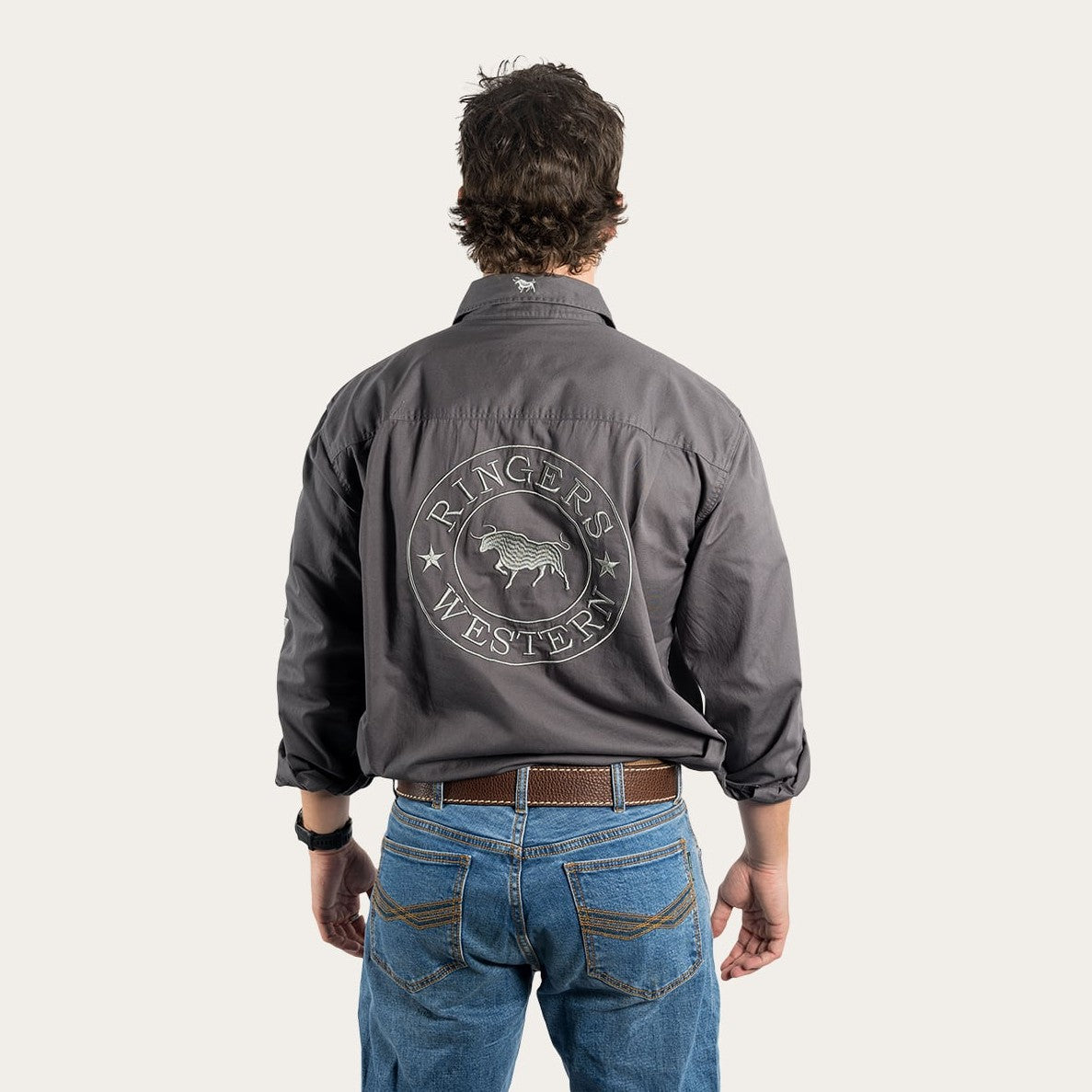 Ringers & Western Hawkeye Mens Full Button Work Shirt Magnum/Grey - 118110002 | Blue Heeler Boots