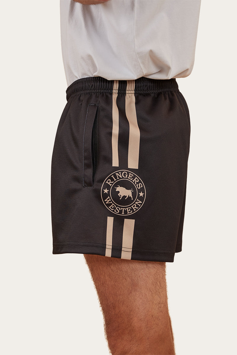 Ringers & Western Ringers Mens Footy Short - Black - 123049RW | Blue Heeler Boots