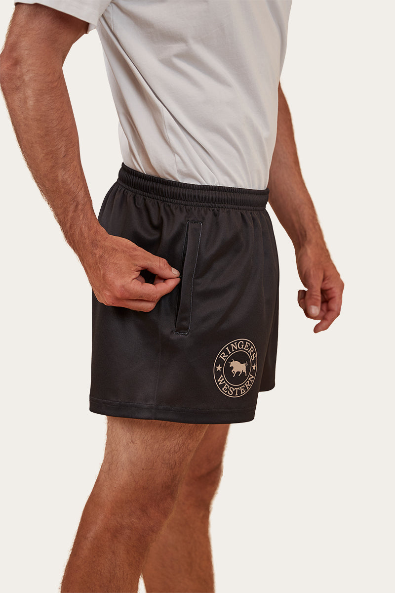 Ringers & Western Ringers Mens Footy Short - Black - 123049RW | Blue Heeler Boots