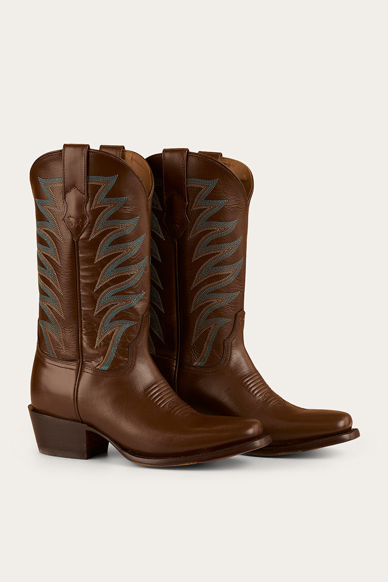 Ringers & Western Longreach Womens Cuban Heel Boot Tan - 519250104 | Blue Heeler Boots