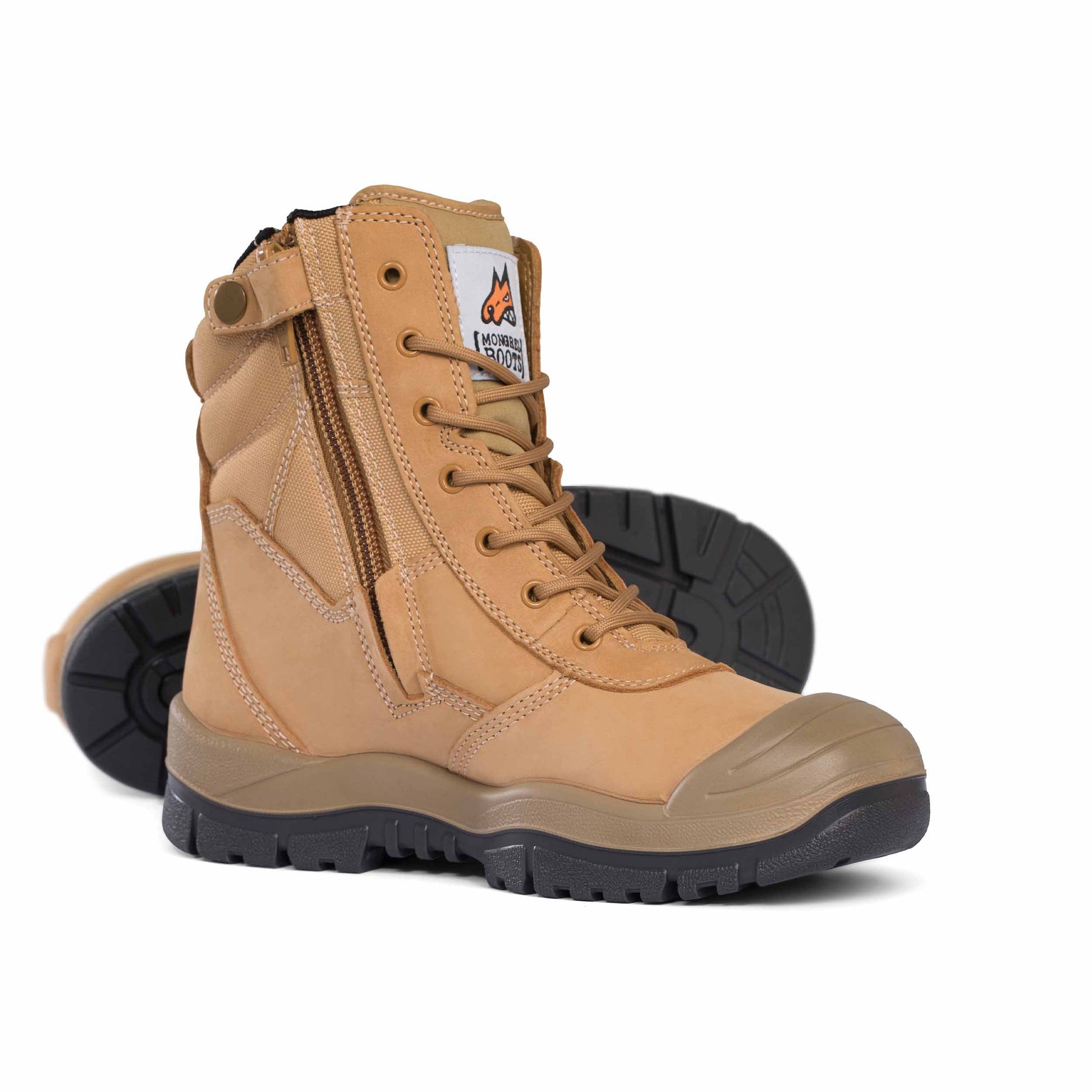 Mongrel Wheat High Leg ZipSider Boot w/ Scuff Cap - 451050 | Blue Heeler Boots