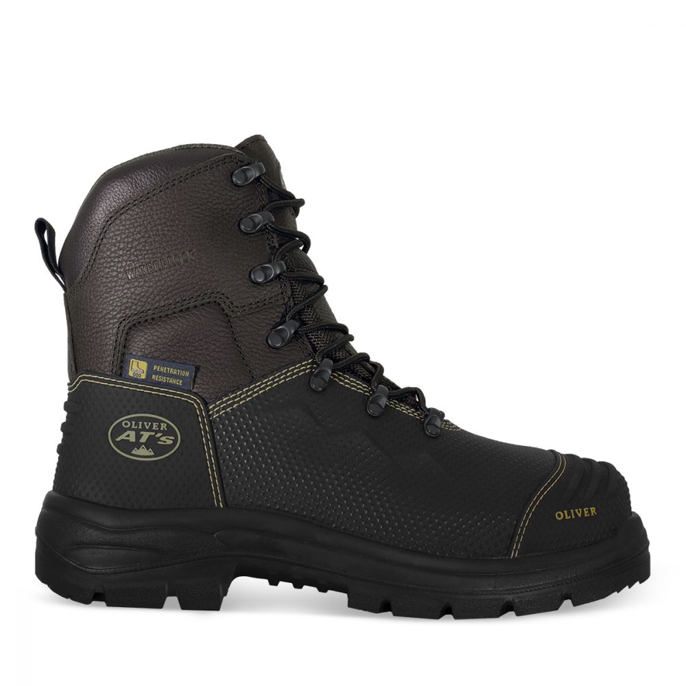 Oliver 65-490z 150mm Brown Zip sided Boot - Waterproof and Caustic Resistant blue-heeler-boots