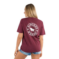 Ringers & Western Signature Bull Womens Classic Fit T Burgundy/White - 220016RW | Blue Heeler Boots