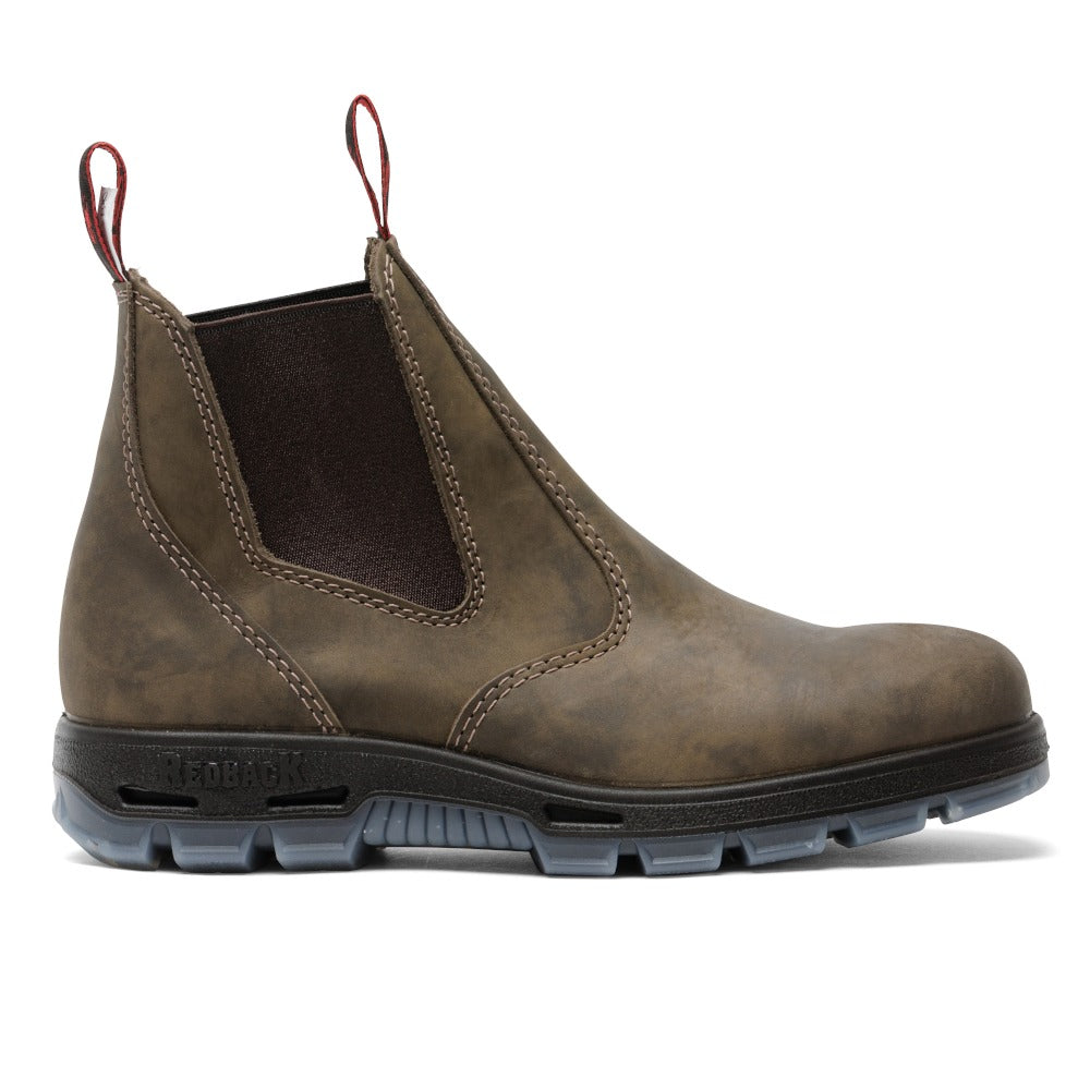 Redback Bobcat UBIB Iron Bark elastic sided soft toe boot - clear side view on white background